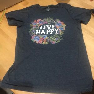 Natural Life grey SS t-shirt, EUC, Live Happy, XL